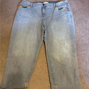 Lane Bryant Light Blue Straight Leg Jeans with Rainbow Details